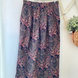 Midi Skirt Vintage 80's Straight Paisley Sz Medium